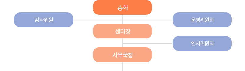 총회, 감사위원, 운영위원회, 센터장, 인사위원회, 사무국장